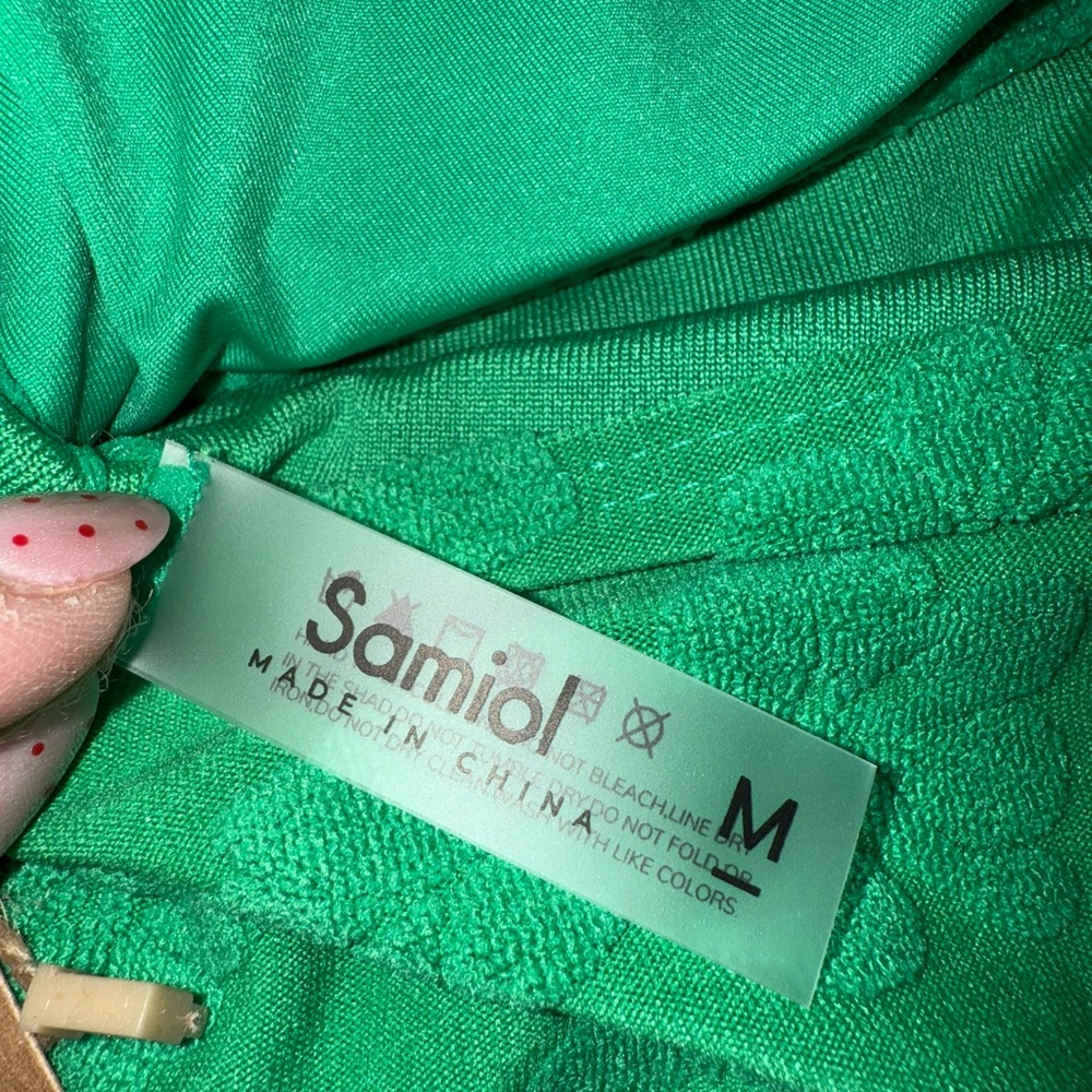 Samiol Medium Green Tropical Floral Terry Tankini Swimsuit New Size Medium - Picture 10 of 12